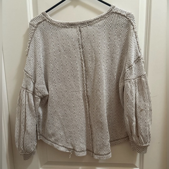 We The Free Free People Beige And White Sweater X small Boho Flowy Oversized - Picture 8 of 9